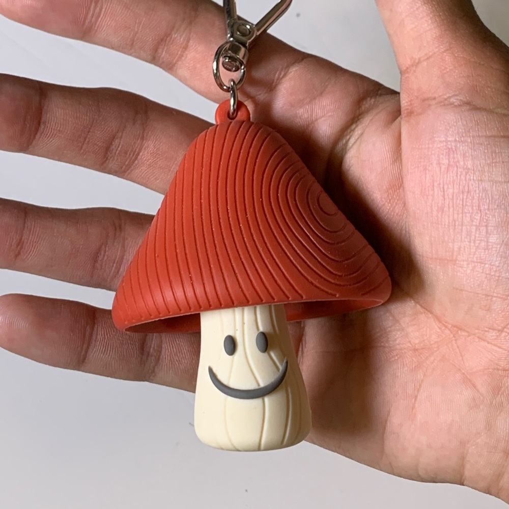 Bath and body works hand sanitizer Red and Cream Mushroom Keychain